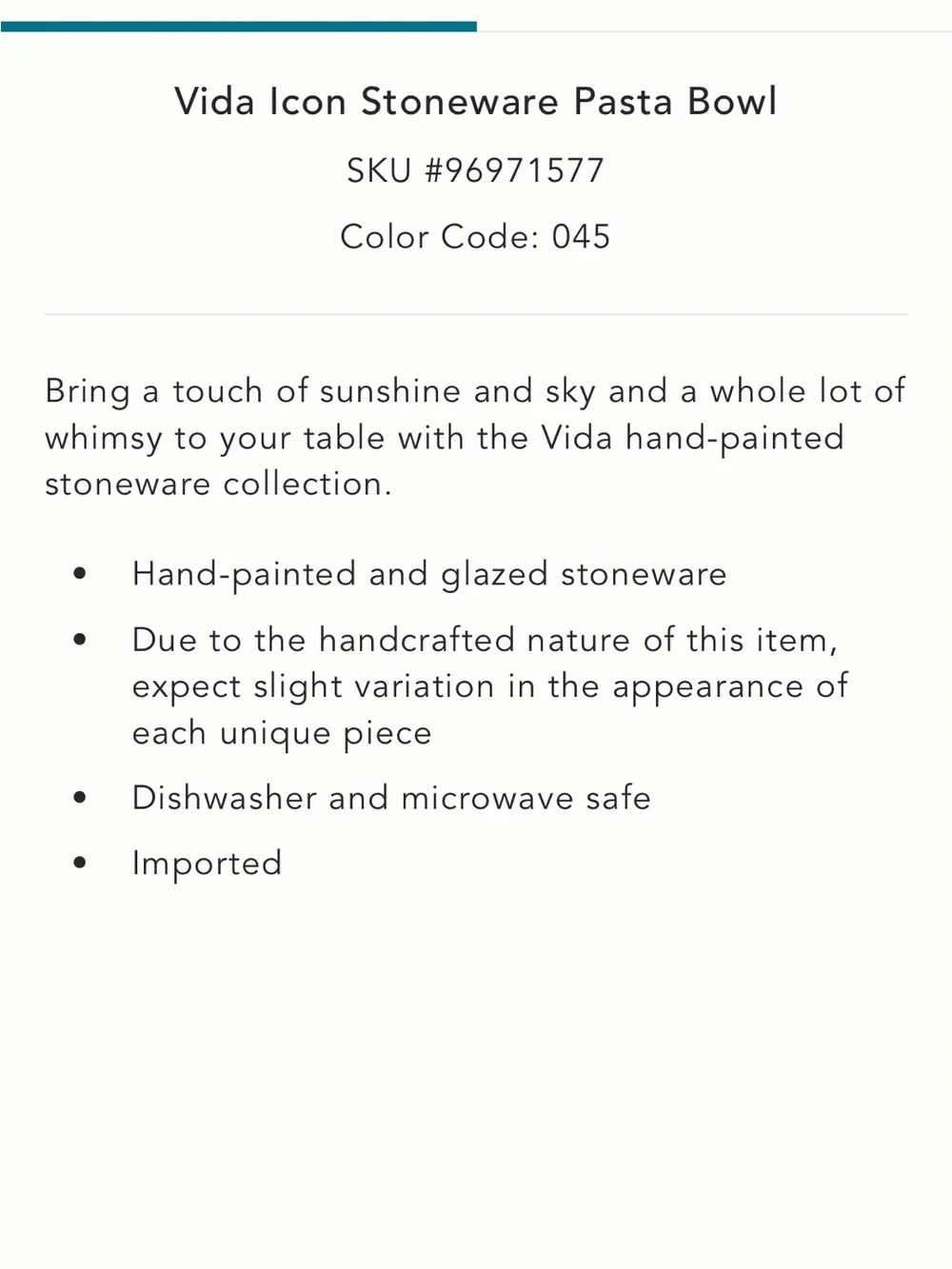 Anthropologie‎ Vida pasta Bowl clouds Blue glazed Ceramic